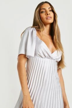 Robe Longue Satinée Plissée -BOOHO Kleidung Magasin gzz25609 silver xl 3