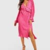 Robe Décolletée Satinée Plissée -BOOHO Kleidung Magasin gzz25731 hot20pink xl