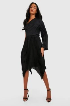 Tall - Robe Mi-longue Asymétrique Plissée -BOOHO Kleidung Magasin gzz25892 black xl 2