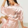 Robe De Chambre Satinée à Slogan -BOOHO Kleidung Magasin gzz26273 rose20gold xl