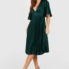 Robe Mi-longue Satinée Plissée -BOOHO Kleidung Magasin gzz26628 emerald xl