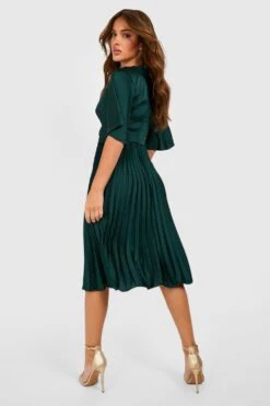 Robe Mi-longue Satinée Plissée -BOOHO Kleidung Magasin gzz26628 emerald xl 1