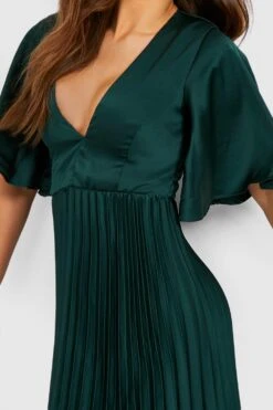 Robe Mi-longue Satinée Plissée -BOOHO Kleidung Magasin gzz26628 emerald xl 3