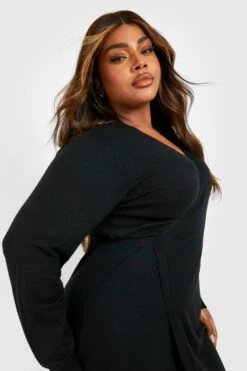 Grande Taille - Robe Portefeuille En Maille -BOOHO Kleidung Magasin gzz26653 black xl 3