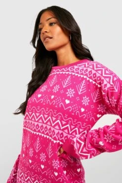 Tall - Robe Pull De Noël -BOOHO Kleidung Magasin gzz26785 pink xl 3