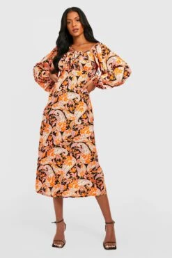 Tall - Robe Mi-longue à Manches Longues Et Motif Cachemire -BOOHO Kleidung Magasin gzz27077 black xl 2