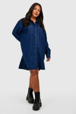 Grande Taille - Robe Chemise Boutonnée En Jean -BOOHO Kleidung Magasin gzz27244 indigo xl 2