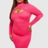 Grande Taille - Robe Mi-longue En Maille Côtelée épaisse 2 Grande Taille - Robe Mi-longue En Maille Côtelée épaisse -BOOHO Kleidung Magasin gzz27259 hot20pink xl