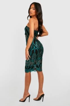 Petite - Robe Mi-longue Pailletée -BOOHO Kleidung Magasin gzz27264 teal xl 1