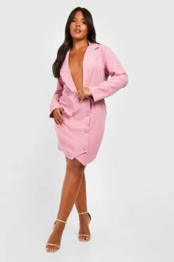 Grande Taille - Robe Blazer à Bouton Contrastant