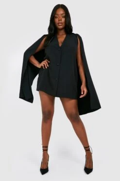 Grande Taille - Robe Blazer Cape -BOOHO Kleidung Magasin gzz27330 black xl 2