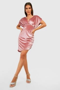Robe Mi-longue Décolletée En Velours -BOOHO Kleidung Magasin gzz27553 bright20pink xl 2
