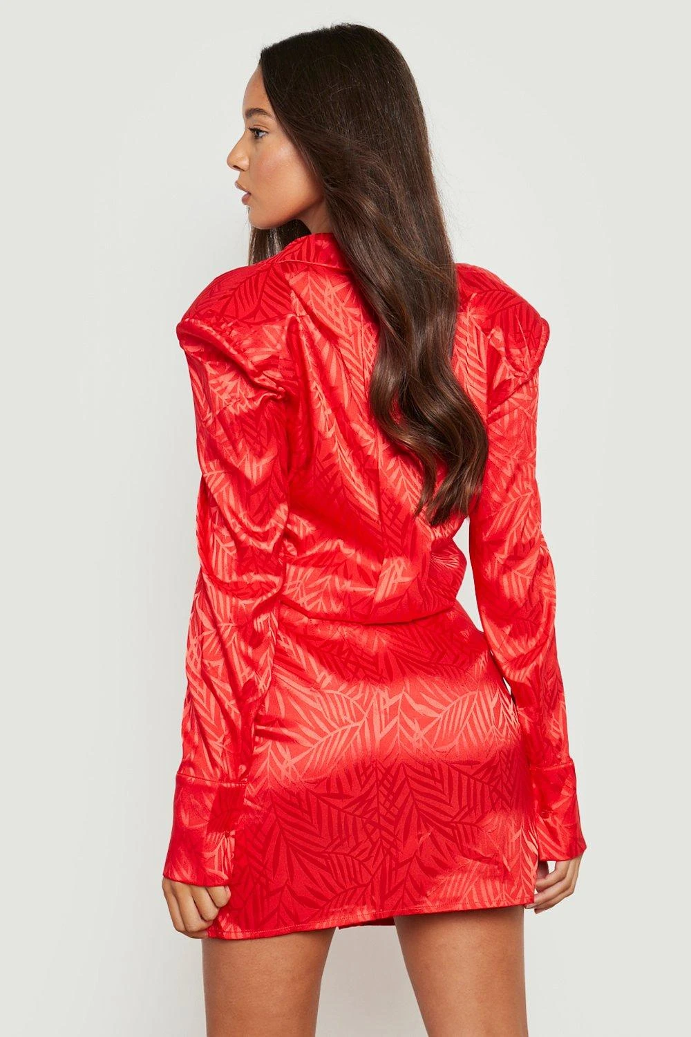 Robe Chemise Satinée En Jacquard 4 Robe Chemise Satinée En Jacquard – Image 2