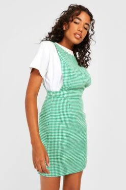 Robe Salopette à Imprimé Pied-de-poule