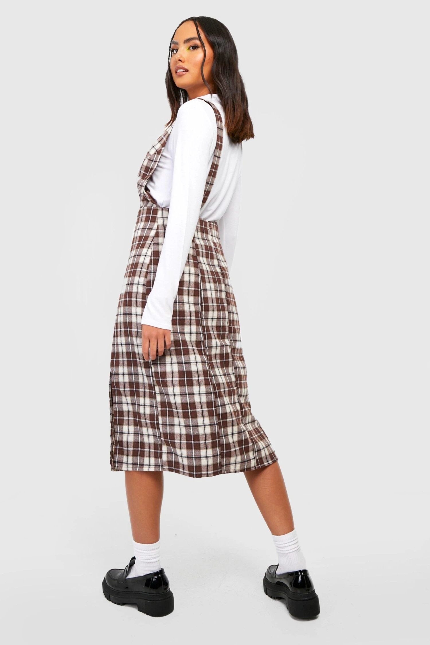 Robe Salopette Fendue à Carreaux 4 Robe Salopette Fendue à Carreaux – Image 2