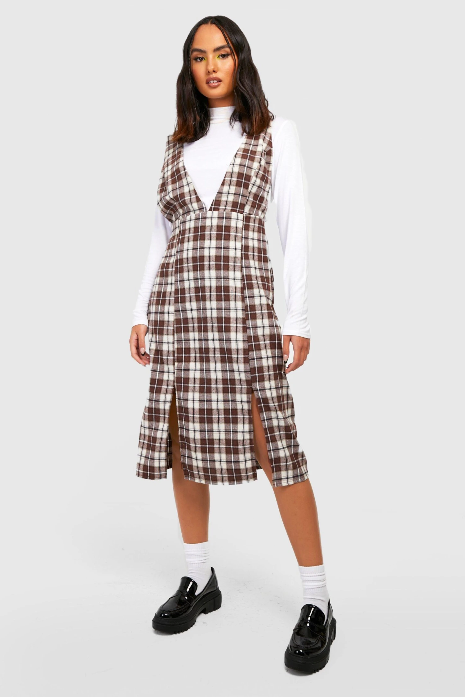Robe Salopette Fendue à Carreaux 5 Robe Salopette Fendue à Carreaux – Image 3