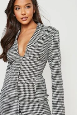 Robe Blazer Corset à Imprimé Pied-de-poule -BOOHO Kleidung Magasin gzz27876 black xl 3