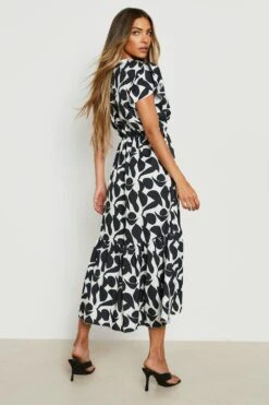 Robe Longue Froncée à Manches Volantées -BOOHO Kleidung Magasin gzz27903 black xl 1