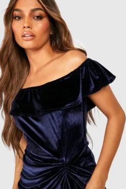 Robe Drapée Froncée En Velours -BOOHO Kleidung Magasin gzz28085 navy xl 3