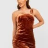 Robe Courte Froncée En Velours -BOOHO Kleidung Magasin gzz28090 brown xl
