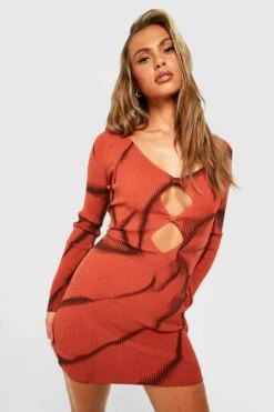 Robe Courte Côtelée Tie Dye -BOOHO Kleidung Magasin gzz28093 rust xl 2