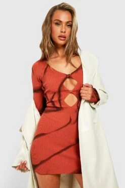 Robe Courte Côtelée Tie Dye -BOOHO Kleidung Magasin gzz28093 rust xl 3