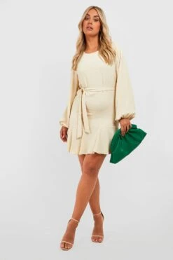 Grande Taille - Robe Babydoll Nouée Froncée -BOOHO Kleidung Magasin gzz28329 stone xl 2