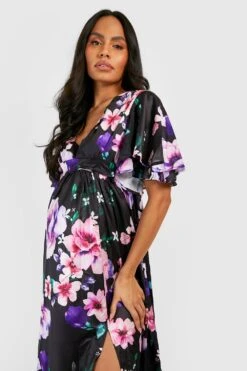 Maternité - Robe De Grossesse Longue à Imprimé Fleuri -BOOHO Kleidung Magasin gzz28369 black xl 3