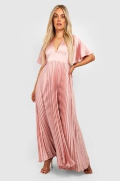 Grande Taille - Robe Longue Plissée Satinée -BOOHO Kleidung Magasin gzz28523 blush xl 2