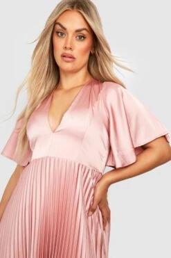 Grande Taille - Robe Longue Plissée Satinée -BOOHO Kleidung Magasin gzz28523 blush xl 3