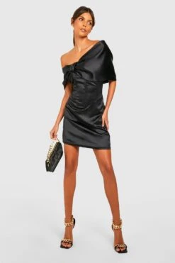 Robe Corset Satinée à Col Bateau -BOOHO Kleidung Magasin gzz28601 black xl 2