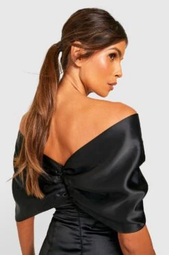 Robe Corset Satinée à Col Bateau -BOOHO Kleidung Magasin gzz28601 black xl 3