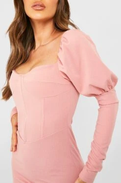 Robe Corset à Manches Bouffantes -BOOHO Kleidung Magasin gzz28616 rose xl 3