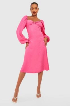 Tall - Robe Mi-longue à Col En Cœur Et Manches Bouffantes