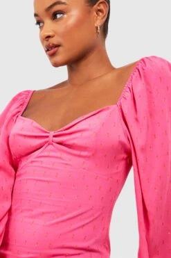 Tall - Robe Mi-longue à Col En Cœur Et Manches Bouffantes -BOOHO Kleidung Magasin gzz28908 hot20pink xl 3
