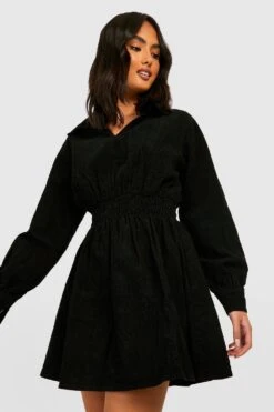 BOOHOO Robe Patineuse En Velours Côtelé -BOOHO Kleidung Magasin gzz29143 black xl 3