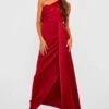 Robe Longue Satinée Drapée -BOOHO Kleidung Magasin gzz29393 berry xl