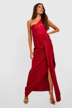 Robe Longue Satinée Drapée 8 Robe Longue Satinée Drapée -BOOHO Kleidung Magasin gzz29393 berry xl 2