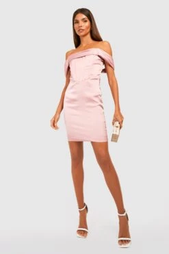 BOOHOO Robe Courte Satinée Drapée -BOOHO Kleidung Magasin gzz29396 rose xl 2