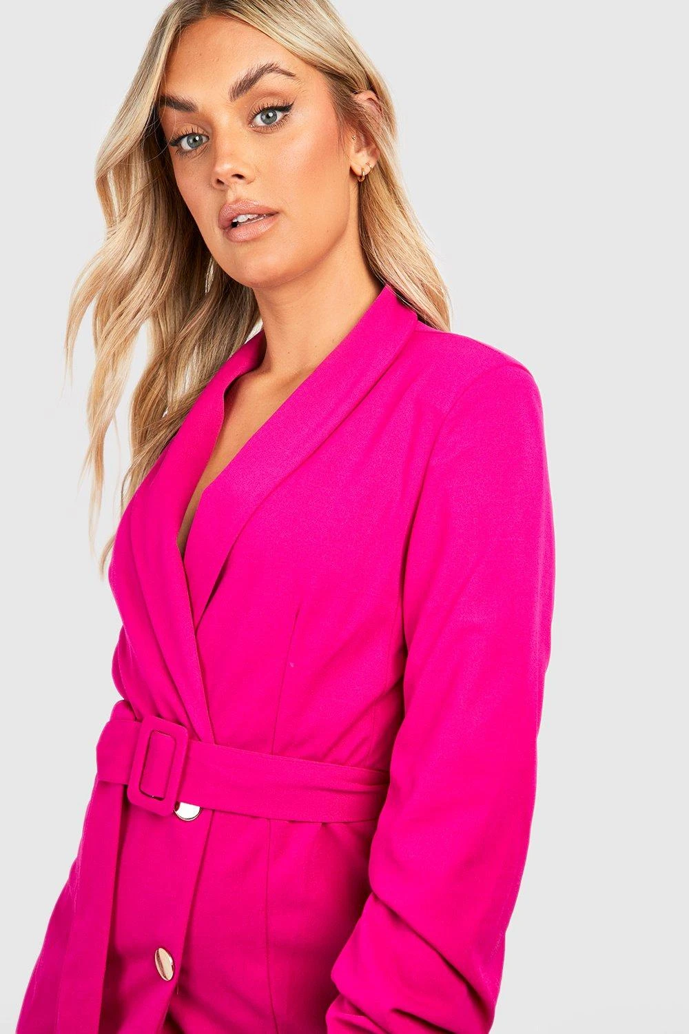 Grande Taille - Robe Blazer à Boutons Dorés 5 Grande Taille - Robe Blazer à Boutons Dorés – Image 3