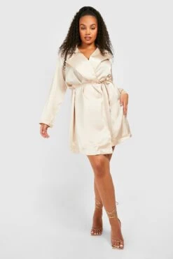 Grande Taille - Robe Blazer à Ceinture -BOOHO Kleidung Magasin gzz30497 stone xl 3