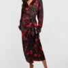 Maternité - Robe De Grossesse Satinée à Imprimé Floral -BOOHO Kleidung Magasin gzz30709 wine xl