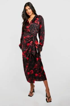 Maternité - Robe De Grossesse Satinée à Imprimé Floral