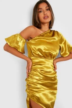 Robe Mi-longue Satinée à Col Bateau -BOOHO Kleidung Magasin gzz31133 chartreuse xl 3