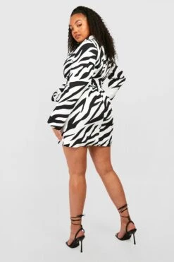 Grande Taille - Robe Blazer à Imprimé Abstrait -BOOHO Kleidung Magasin gzz31209 black xl 1