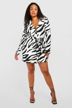 Grande Taille - Robe Blazer à Imprimé Abstrait -BOOHO Kleidung Magasin gzz31209 black xl 3