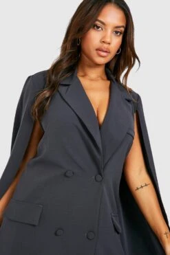 Grande Taille - Robe Blazer Cape -BOOHO Kleidung Magasin gzz31210 grey xl 3