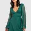 Robe Patineuse En Mesh Plumetis à Col V -BOOHO Kleidung Magasin gzz31536 emerald xl