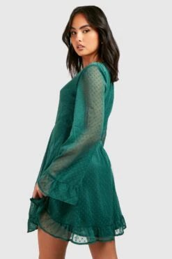Robe Patineuse En Mesh Plumetis à Col V -BOOHO Kleidung Magasin gzz31536 emerald xl 1
