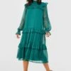 Robe Patineuse En Mesh Plumetis à Col Montant -BOOHO Kleidung Magasin gzz31537 emerald xl